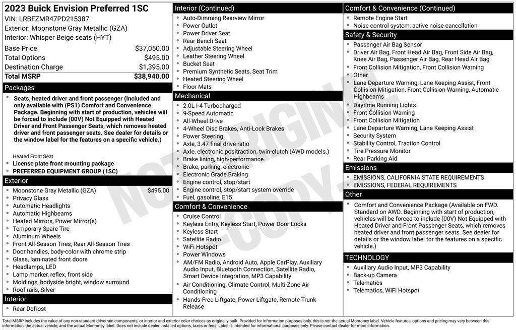 used 2023 Buick Envision car, priced at $26,800