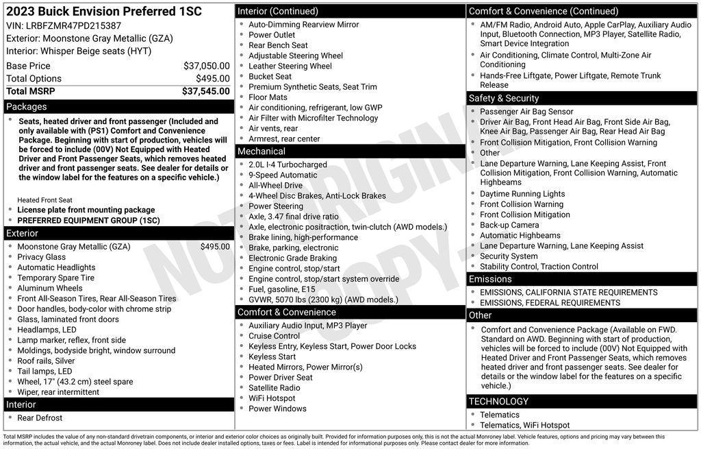 used 2023 Buick Envision car, priced at $28,600