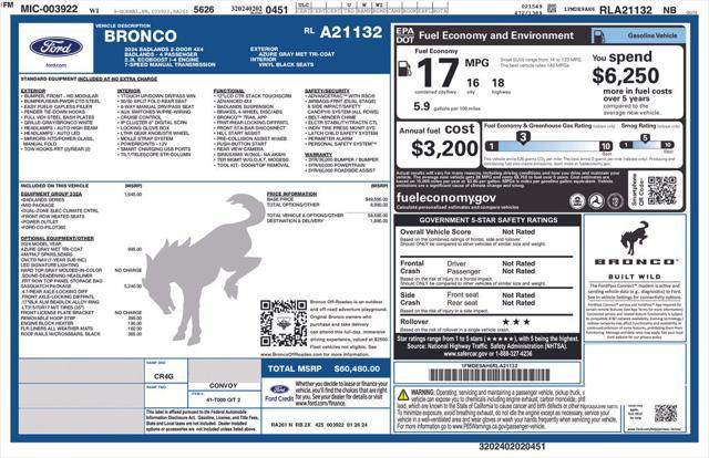 new 2024 Ford Bronco car, priced at $51,552