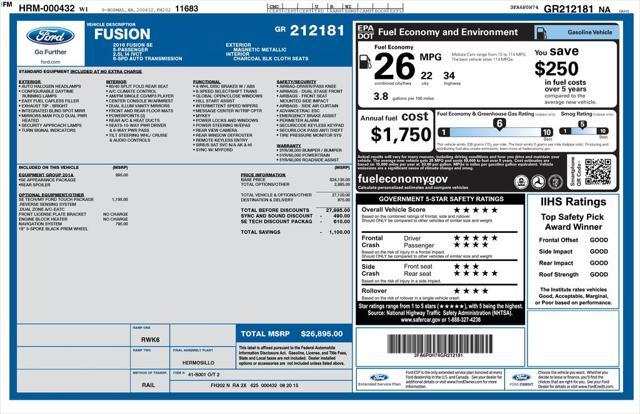 used 2016 Ford Fusion car, priced at $5,500