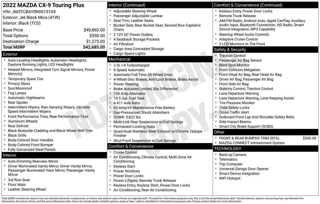 used 2022 Mazda CX-9 car, priced at $25,800