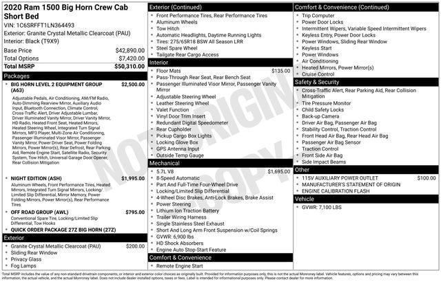 used 2020 Ram 1500 car, priced at $32,500