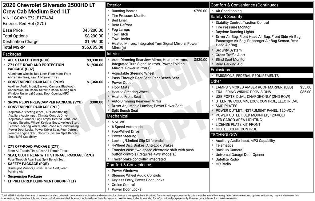 used 2020 Chevrolet Silverado 2500 car, priced at $44,000