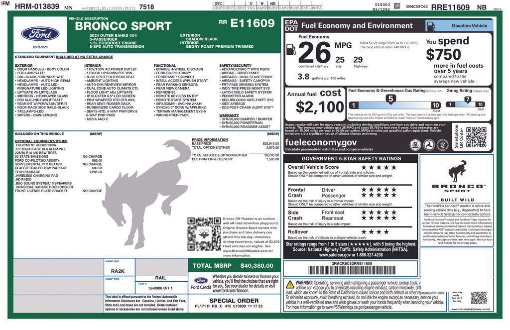 used 2024 Ford Bronco Sport car, priced at $27,500