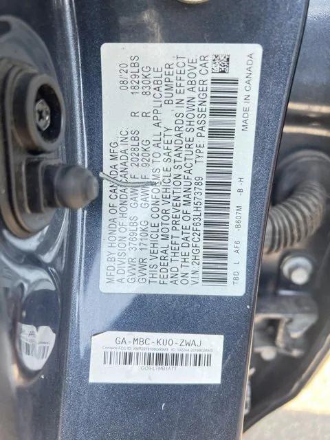 used 2020 Honda Civic car, priced at $18,198