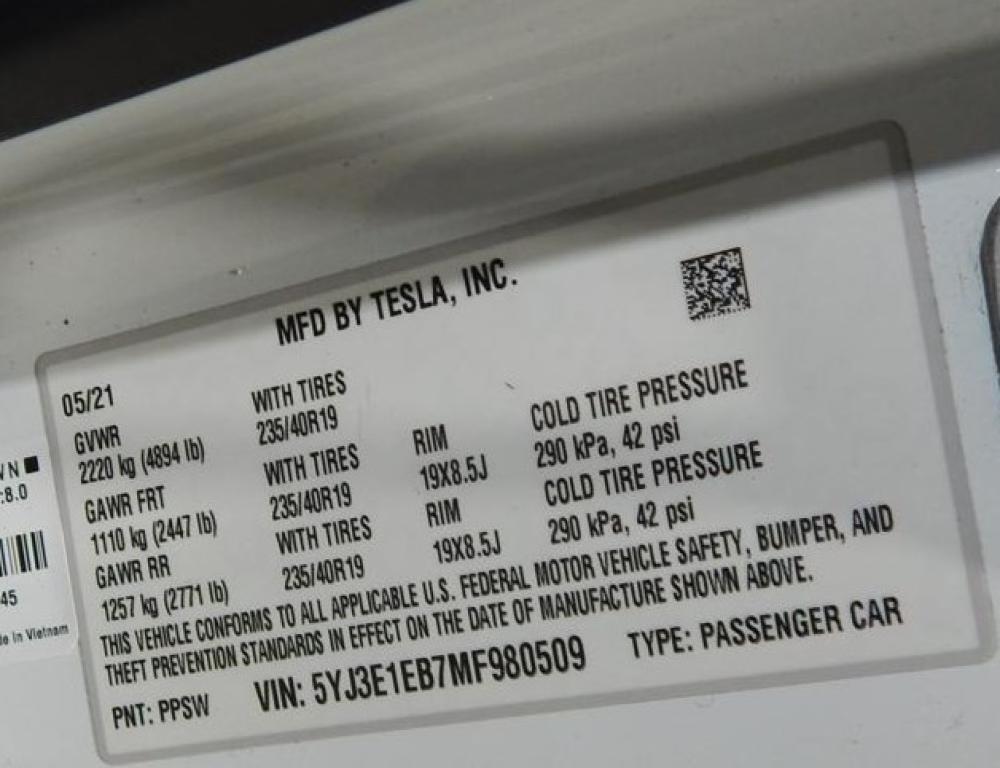 used 2021 Tesla Model 3 car, priced at $25,995
