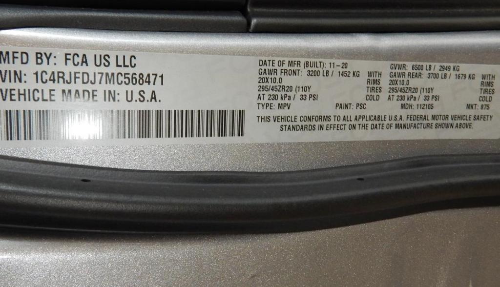 used 2021 Jeep Grand Cherokee car, priced at $48,875