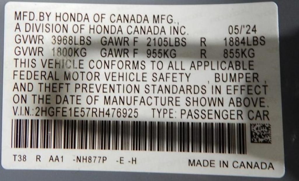 used 2024 Honda Civic Si car, priced at $25,995
