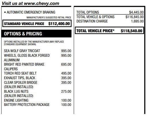 new 2025 Chevrolet Corvette car, priced at $118,540