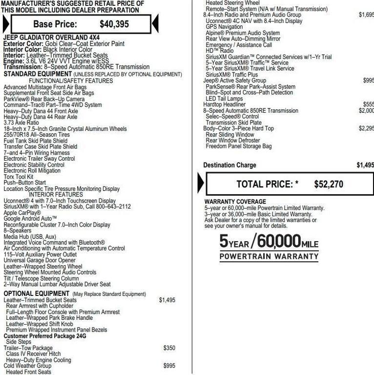 used 2020 Jeep Gladiator car, priced at $30,495