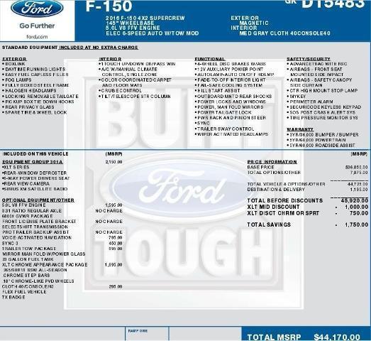 used 2016 Ford F-150 car, priced at $16,995