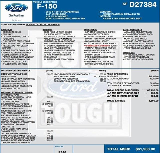 used 2019 Ford F-150 car, priced at $27,995