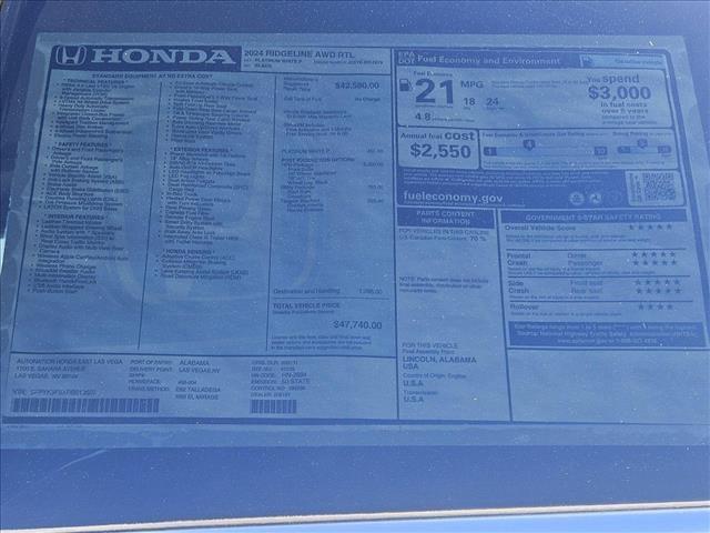 new 2024 Honda Ridgeline car, priced at $44,957