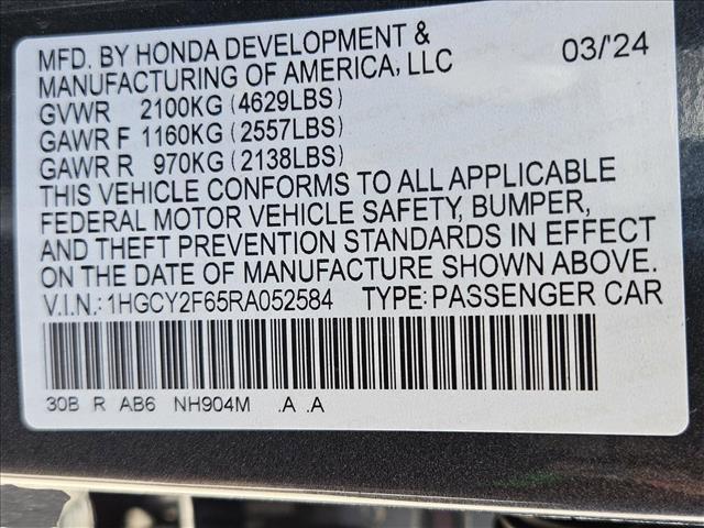 new 2024 Honda Accord Hybrid car, priced at $33,810
