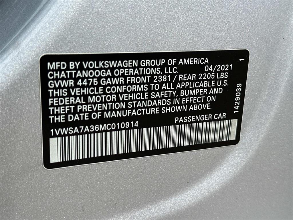 used 2021 Volkswagen Passat car, priced at $13,597