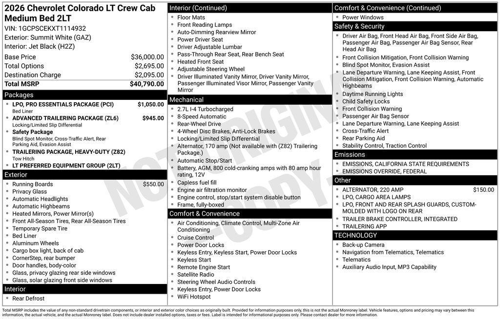 used 2026 Chevrolet Colorado car, priced at $37,873