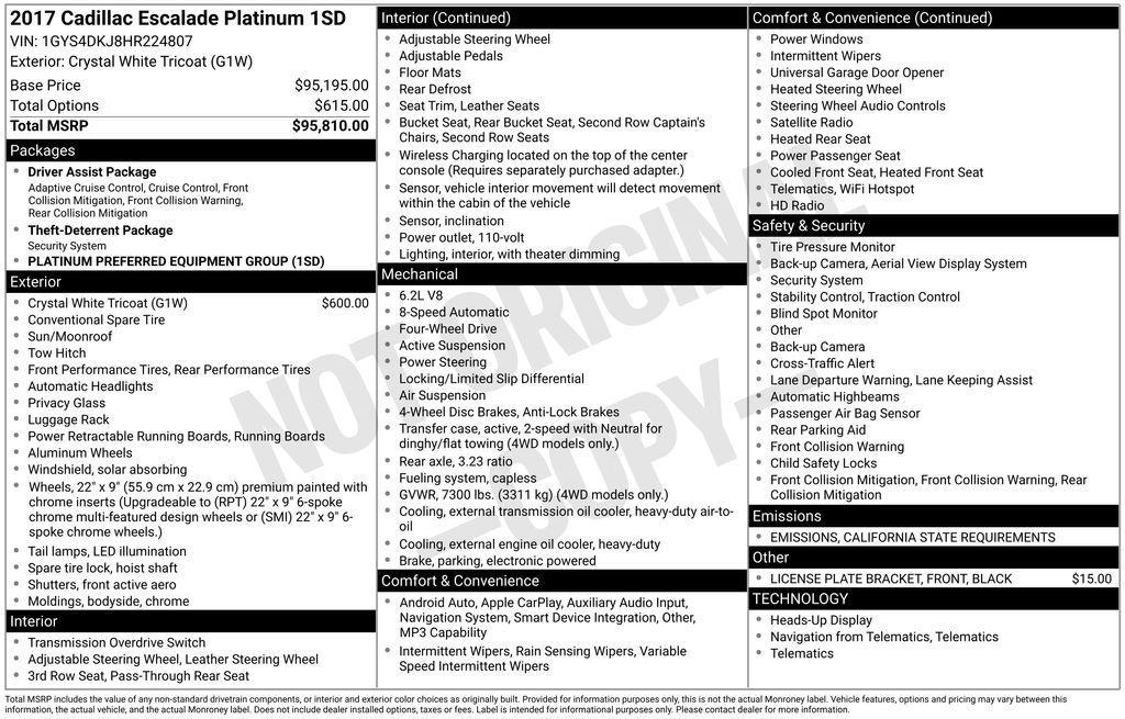 used 2017 Cadillac Escalade car, priced at $24,978