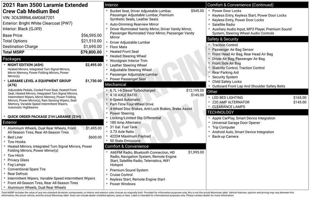 used 2021 Ram 3500 car, priced at $68,274