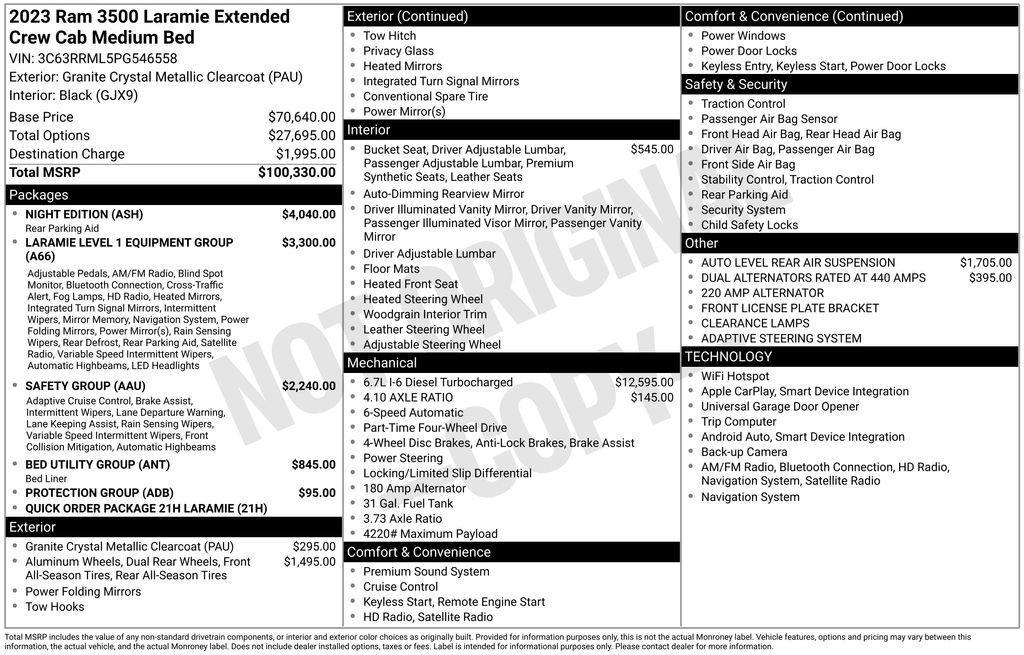 used 2023 Ram 3500 car, priced at $75,655