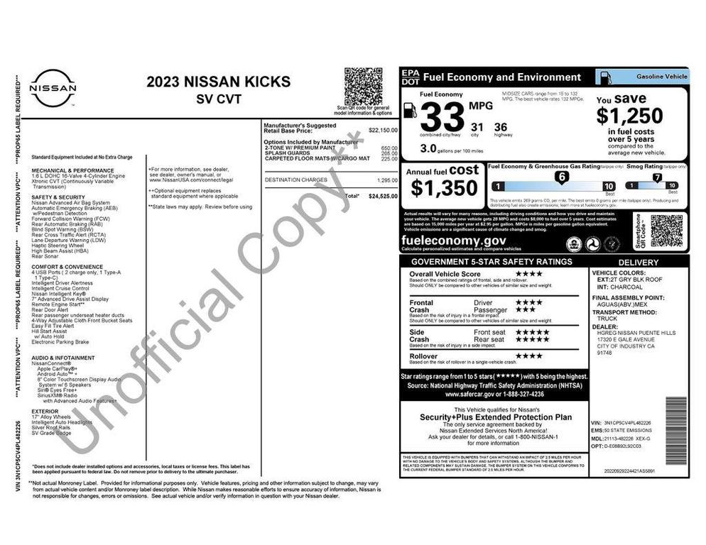 used 2023 Nissan Kicks car, priced at $17,231