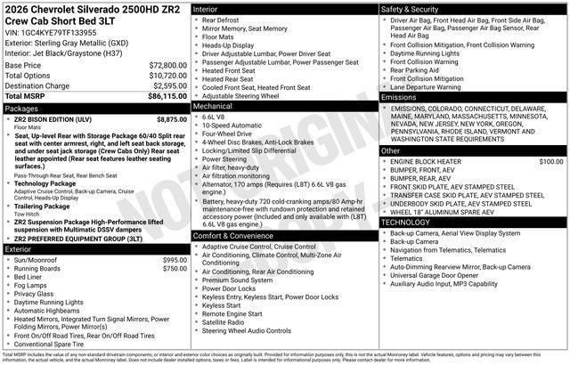 new 2026 Chevrolet Silverado 2500 car, priced at $85,115