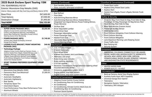 new 2025 Buick Enclave car, priced at $51,735