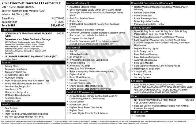 used 2023 Chevrolet Traverse car, priced at $32,500
