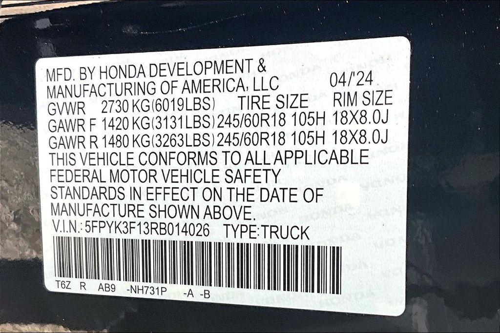 new 2024 Honda Ridgeline car, priced at $39,324