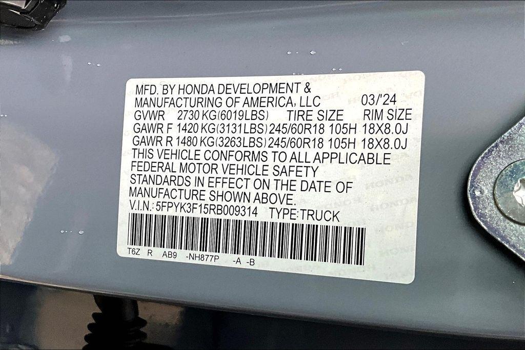 new 2024 Honda Ridgeline car, priced at $39,744