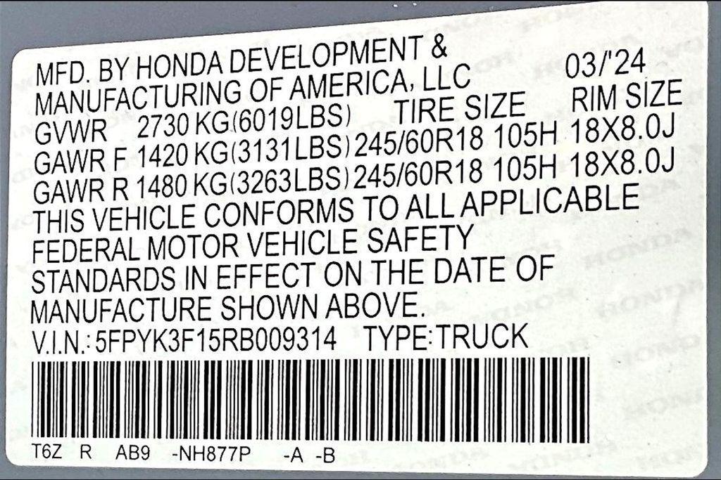 new 2024 Honda Ridgeline car, priced at $41,920