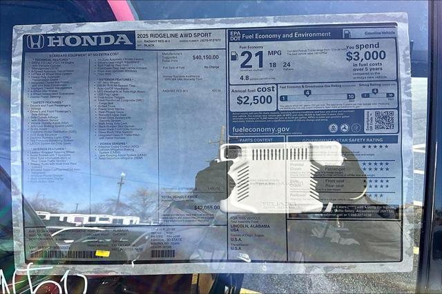 new 2025 Honda Ridgeline car, priced at $42,055