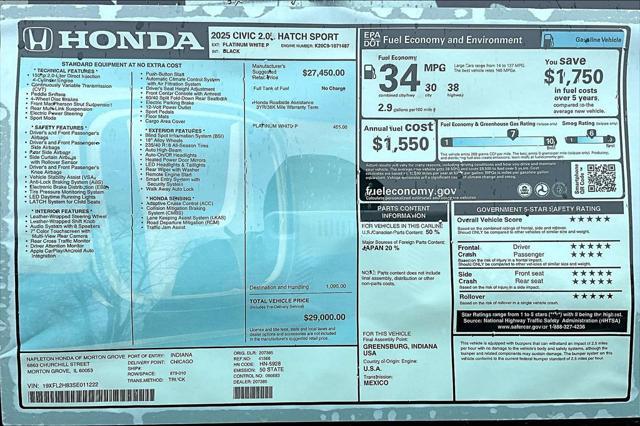 new 2025 Honda Civic car, priced at $29,000