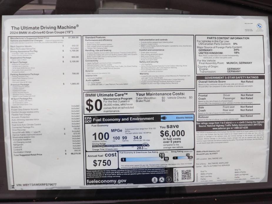 new 2024 BMW i4 Gran Coupe car, priced at $68,270