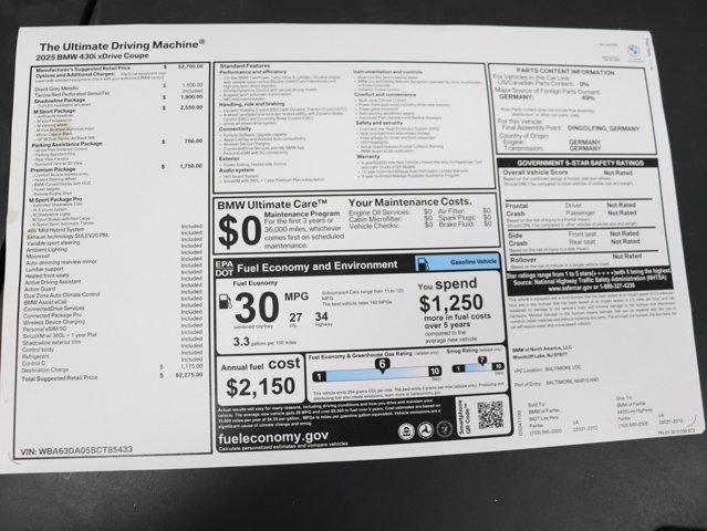 new 2025 BMW 430 car, priced at $62,275