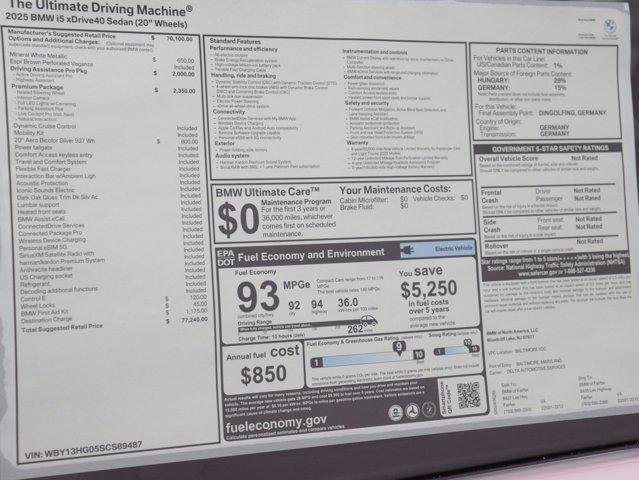 new 2025 BMW i5 car, priced at $77,240