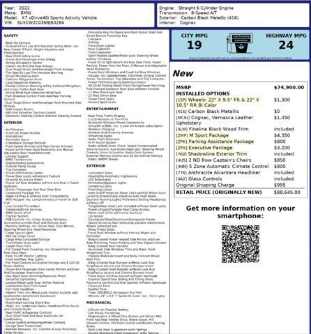 used 2022 BMW X7 car, priced at $57,762