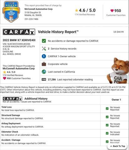 used 2022 BMW X7 car, priced at $57,762