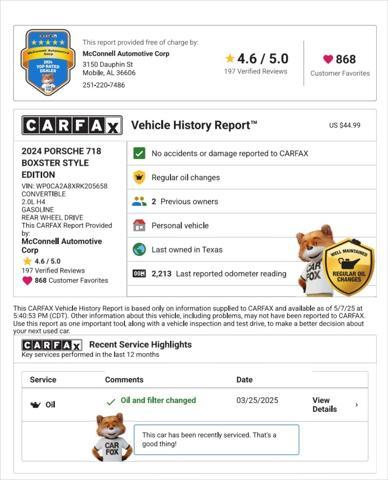 used 2024 Porsche 718 Boxster car, priced at $87,981