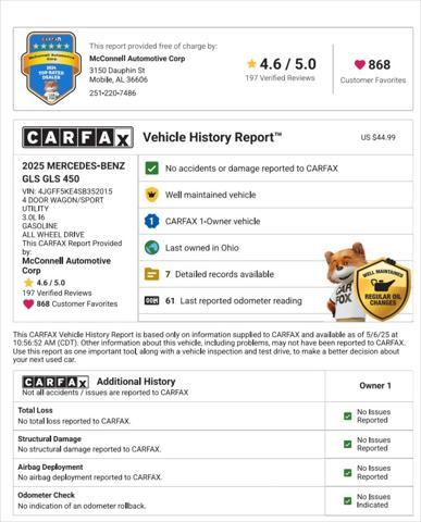 used 2025 Mercedes-Benz GLS 450 car, priced at $95,981