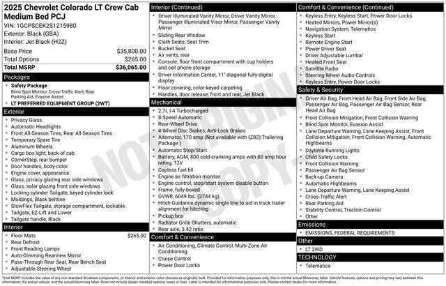 new 2025 Chevrolet Colorado car, priced at $34,355