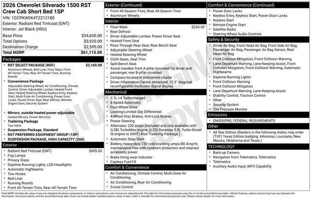 new 2026 Chevrolet Silverado 1500 car, priced at $50,750