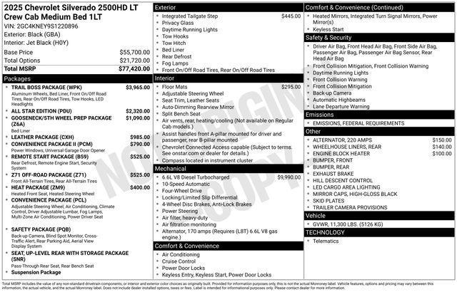 new 2025 Chevrolet Silverado 2500 car, priced at $71,588