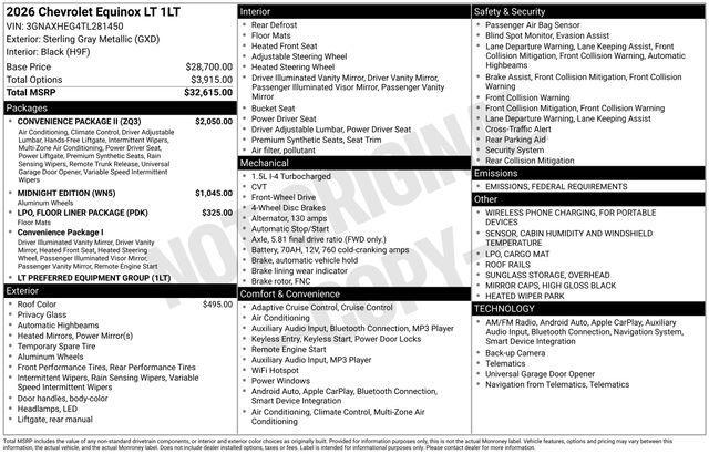 new 2026 Chevrolet Equinox car, priced at $33,410