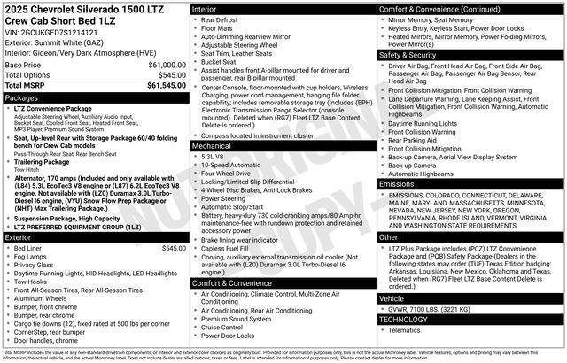 new 2025 Chevrolet Silverado 1500 car, priced at $55,745