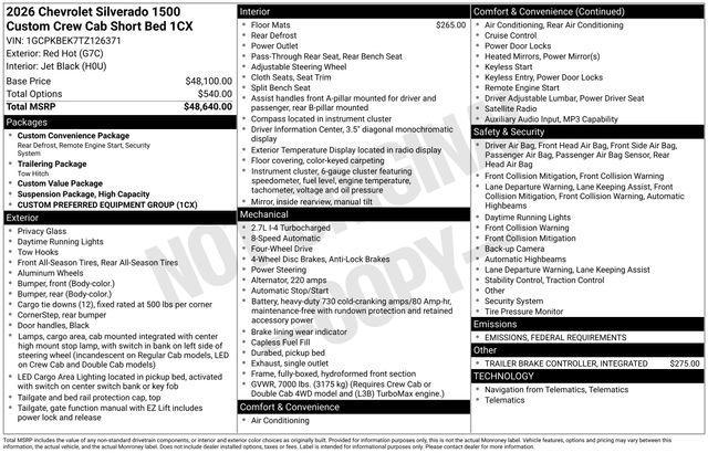 new 2026 Chevrolet Silverado 1500 car, priced at $41,495