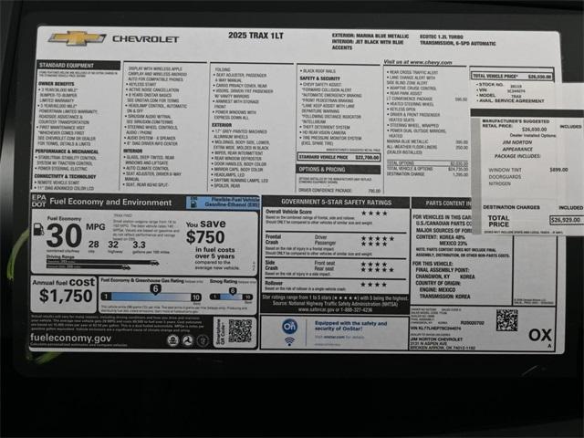 new 2025 Chevrolet Trax car, priced at $26,275