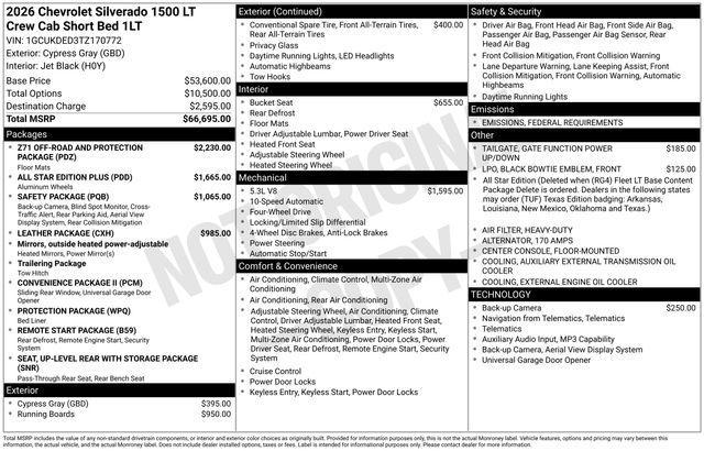 new 2026 Chevrolet Silverado 1500 car, priced at $58,472