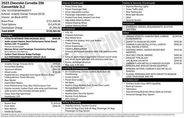 used 2023 Chevrolet Corvette car, priced at $110,058