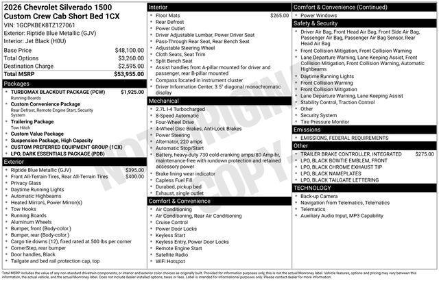 new 2026 Chevrolet Silverado 1500 car, priced at $46,676