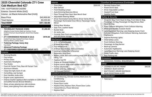 new 2025 Chevrolet Colorado car, priced at $46,995